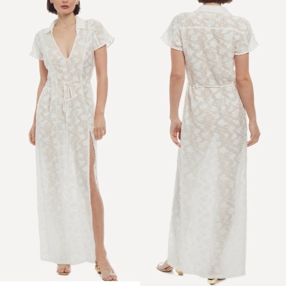 Rumer The Label Semi Sheer Billie Shirt Maxi Dress Cover Up Size Medium BNWT - Picture 1 of 8